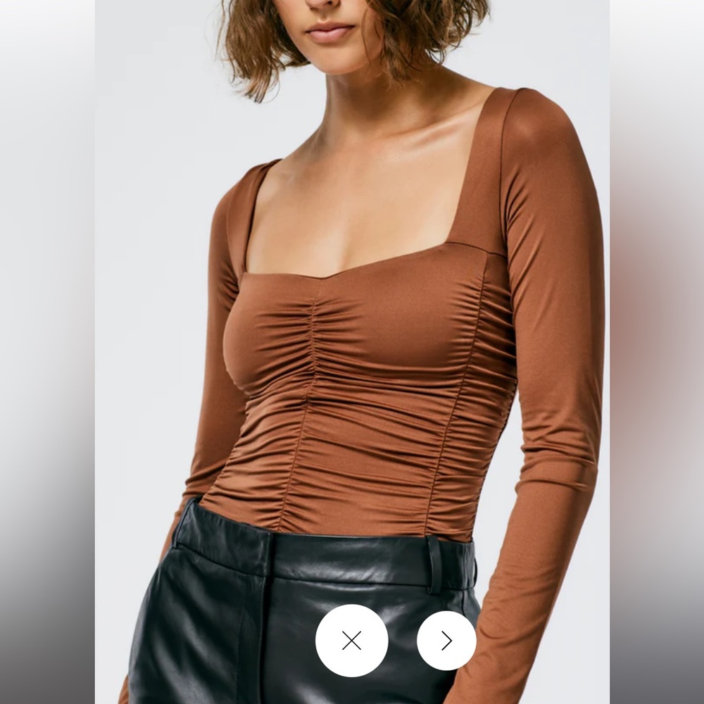 Tibi Stretch Shirred Long Sleeve Bodysuit - brand new never worn